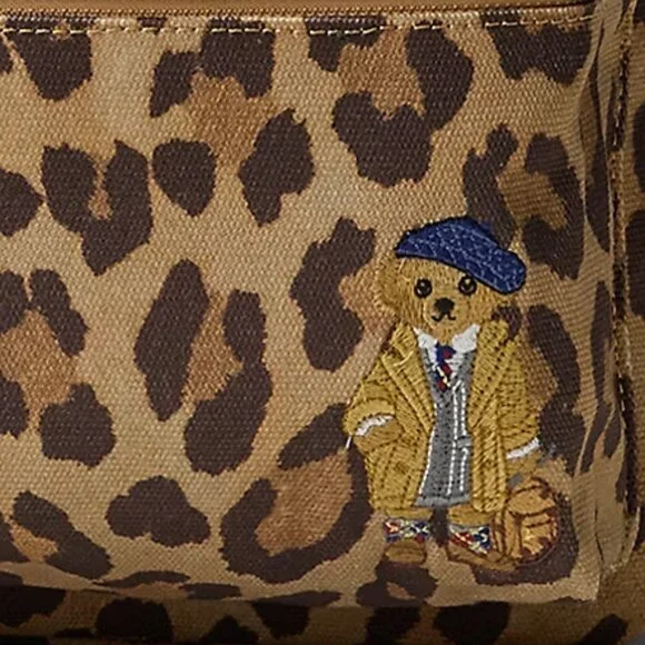 Ralph Lauren Polo Bear Leopard-Print Canvas Backpack NWT 17 